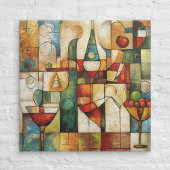 Abstract Cubist Modern Wine & Fruit Still Life Leinwanddruck