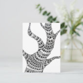 Abstract Curvy Tree Pen Drawing  Postkarte (Stehend Vorderseite)