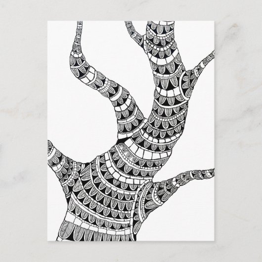 Abstract Curvy Tree Pen Drawing  Postkarte (Vorderseite)