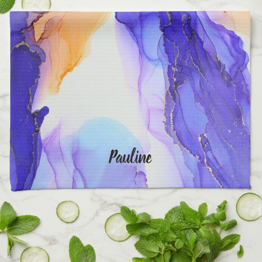 Abstract Custom Purple Orange Geschirrtuch (Gefaltet)