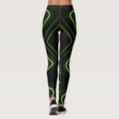 Abstract Cyber Pattern | Neon Green Glow Leggings (Rückseite)
