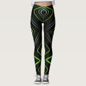 Abstract Cyber Pattern | Neon Green Glow Leggings (Vorderseite)