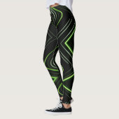 Abstract Cyber Pattern | Neon Green Glow Leggings (Links)