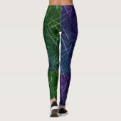 Abstract Cyber Pattern | Purple & Emerald Grid Leggings (Rückseite)