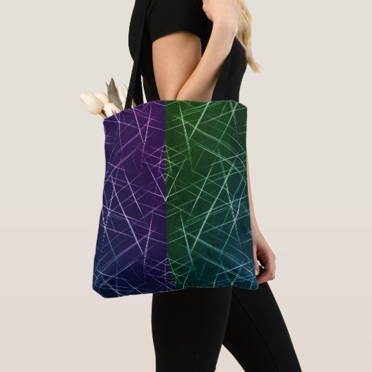 Abstract Cyber Pattern | Purple & Emerald Grid Tasche (Von Nahem)