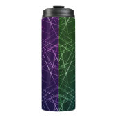 Abstract Cyber Pattern | Purple & Emerald Grid Thermosbecher (Vorderseite)