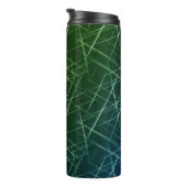 Abstract Cyber Pattern | Purple & Emerald Grid Thermosbecher (Nach rechts gedreht)