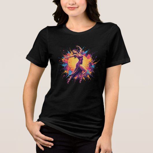 Abstract Dancer Neon Dress Dynamic Splatter Tri-Blend Shirt (Vorderseite)