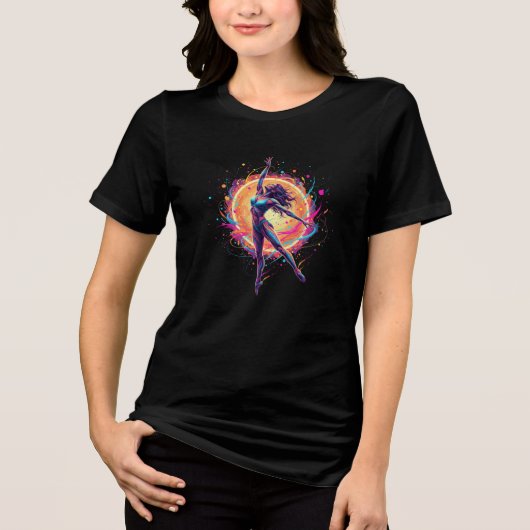 Abstract Dancer Neon Lines Dynamic Art Tri-Blend Shirt (Vorderseite)