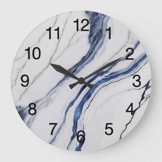 Abstract Dark Blue Green Mist Fractal Große Wanduhr (Vorderseite)