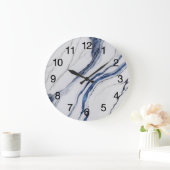 Abstract Dark Blue Green Mist Fractal Große Wanduhr (Zuhause)