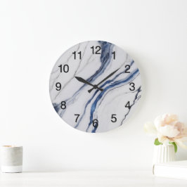 Abstract Dark Blue Green Mist Fractal Große Wanduhr