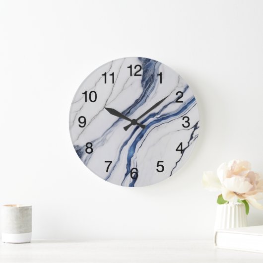 Abstract Dark Blue Green Mist Fractal Große Wanduhr (Zuhause)