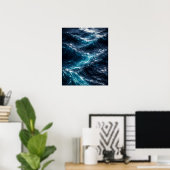 Abstract Deep Ocean Water Ripple Art Poster (Heimbüro)