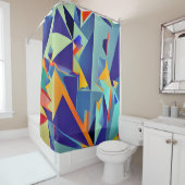 Abstract Design 290 Cubism Blue Orange Duschvorhang (Beispiel)