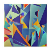 Abstract Design 290 Cubism Blue Orange Fliese (Vorderseite)
