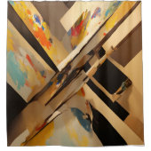 Abstract Design Black Tan Blue Duschvorhang (Vorderseite)