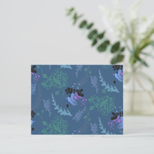 Abstract Design Blue Freerful Postcard Abstract Postkarte (Stehend Vorderseite)
