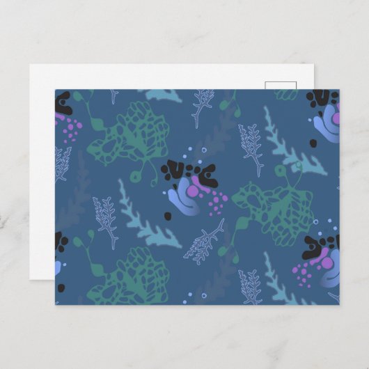 Abstract Design Blue Freerful Postcard Abstract Postkarte (Vorne/Hinten)
