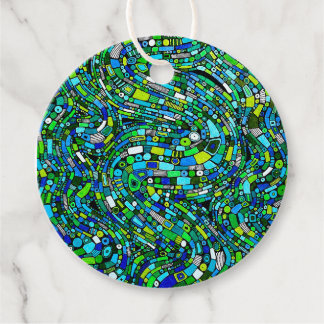 Abstract Design Blue Green Waves Shapes Geschenkanhänger