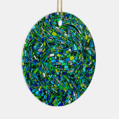 Abstract Design Blue Green Waves Shapes Keramik Ornament (Rechts)