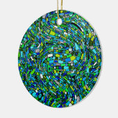 Abstract Design Blue Green Waves Shapes Keramik Ornament (Links)