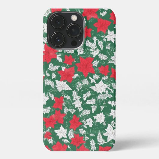 Abstract design of poinsettia and Christmas roses iPhone Hülle (Rückseite)