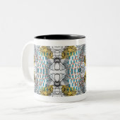 Abstract design with flowers and bees mug theme zweifarbige tasse (Vorderseite Links)