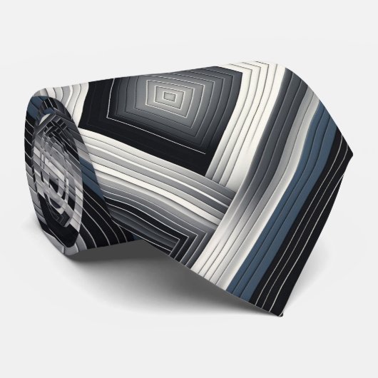 Abstract Diagonal Stripe Silver Black White Krawatte (Gerollt)