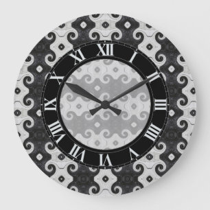 Abstract Diamond Eye Curls Pattern Wall Clock Große Wanduhr