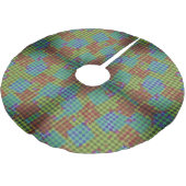 Abstract Digital Diamond Grid Geometric Blocks Polyester Weihnachtsbaumdecke (Schrägansicht)