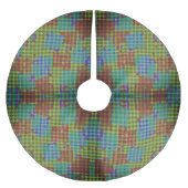 Abstract Digital Diamond Grid Geometric Blocks Polyester Weihnachtsbaumdecke (Vorderseite)