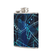 Abstract Digital Geometric Data Blue Art Flachmann (Links)