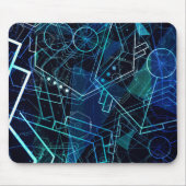 Abstract Digital Geometric Data Blue Art Mousepad (Vorne)