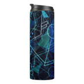 Abstract Digital Geometric Data Blue Art Thermosbecher (Nach rechts gedreht)
