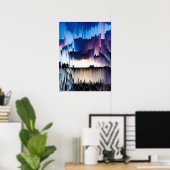Abstract Digital Glitch Sunset Poster (Heimbüro)