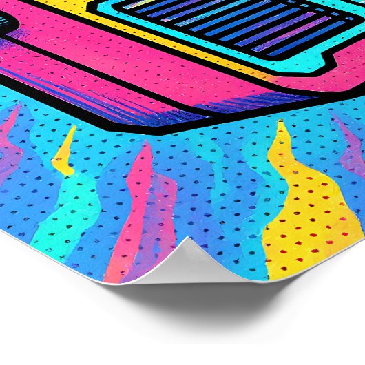 Abstract Digital Pattern Glitch Pop Wallpaper Poster (Ecke)