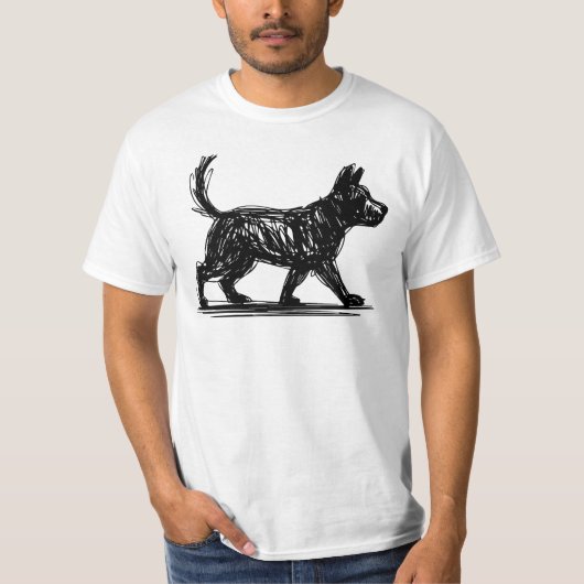 Abstract Dog Line Art Minimalist Scribble Dog Mod T-Shirt (Vorderseite)