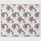 Abstract Doodle Art Style Cat Smelling Flower Geschenkpapier (Flach)