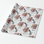 Abstract Doodle Art Style Cat Smelling Flower Geschenkpapier (Ungerollt)