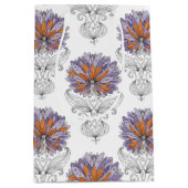 Abstract Doodle Art Style Flowers Purple Orange Mittlere Geschenktüte (Vorderseite)