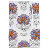 Abstract Doodle Art Style Flowers Purple Orange Mittlere Geschenktüte (Rückseite)