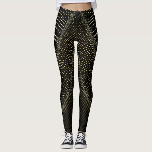 Abstract Dot Pattern | Black & Yellow Halftone Leggings (Vorderseite)