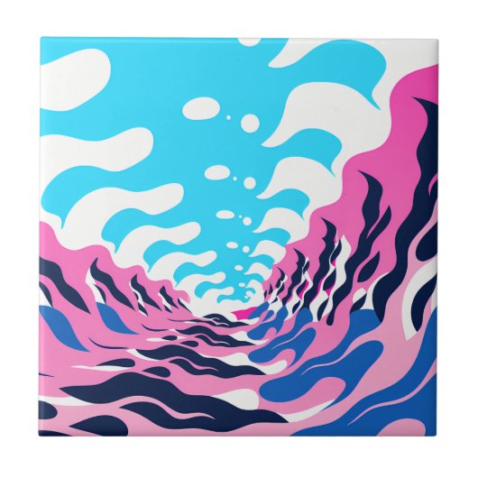 Abstract Dream Wave – Vibrant Surreal Flow Fliese (Vorderseite)