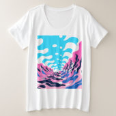 Abstract Dream Wave – Vibrant Surreal Flow Große Größe T-Shirt (Design vorne)
