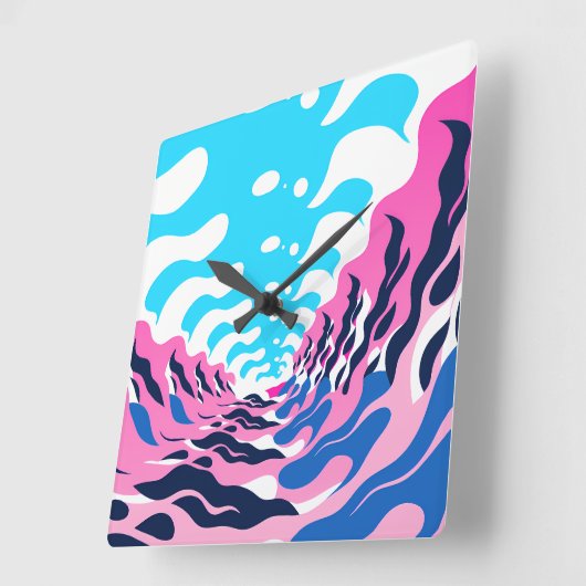 Abstract Dream Wave – Vibrant Surreal Flow Quadratische Wanduhr (Winkel)