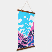 Abstract Dream Wave – Vibrant Surreal Flow Wandteppich Mit Holzrahmen (Gewinkelt)