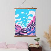 Abstract Dream Wave – Vibrant Surreal Flow Wandteppich Mit Holzrahmen (Schlafzimmer)