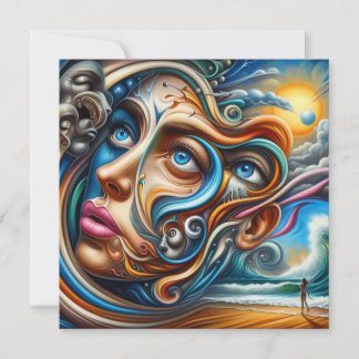 Abstract Dreamscape Ocean Serenity & Cosmic Wonder Feiertagskarte