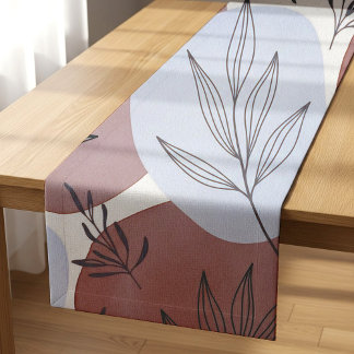 Abstract Dusty Rose and Sage Green Botanical Patte Kurzer Tischläufer